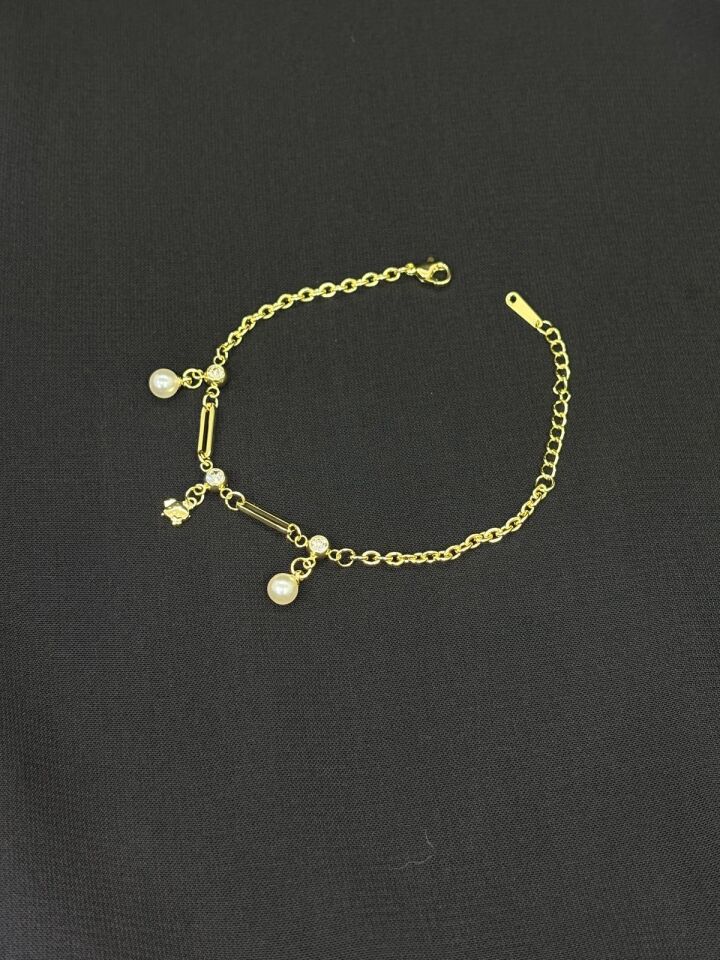 316L Çelik Gold Renk İncili Bileklik