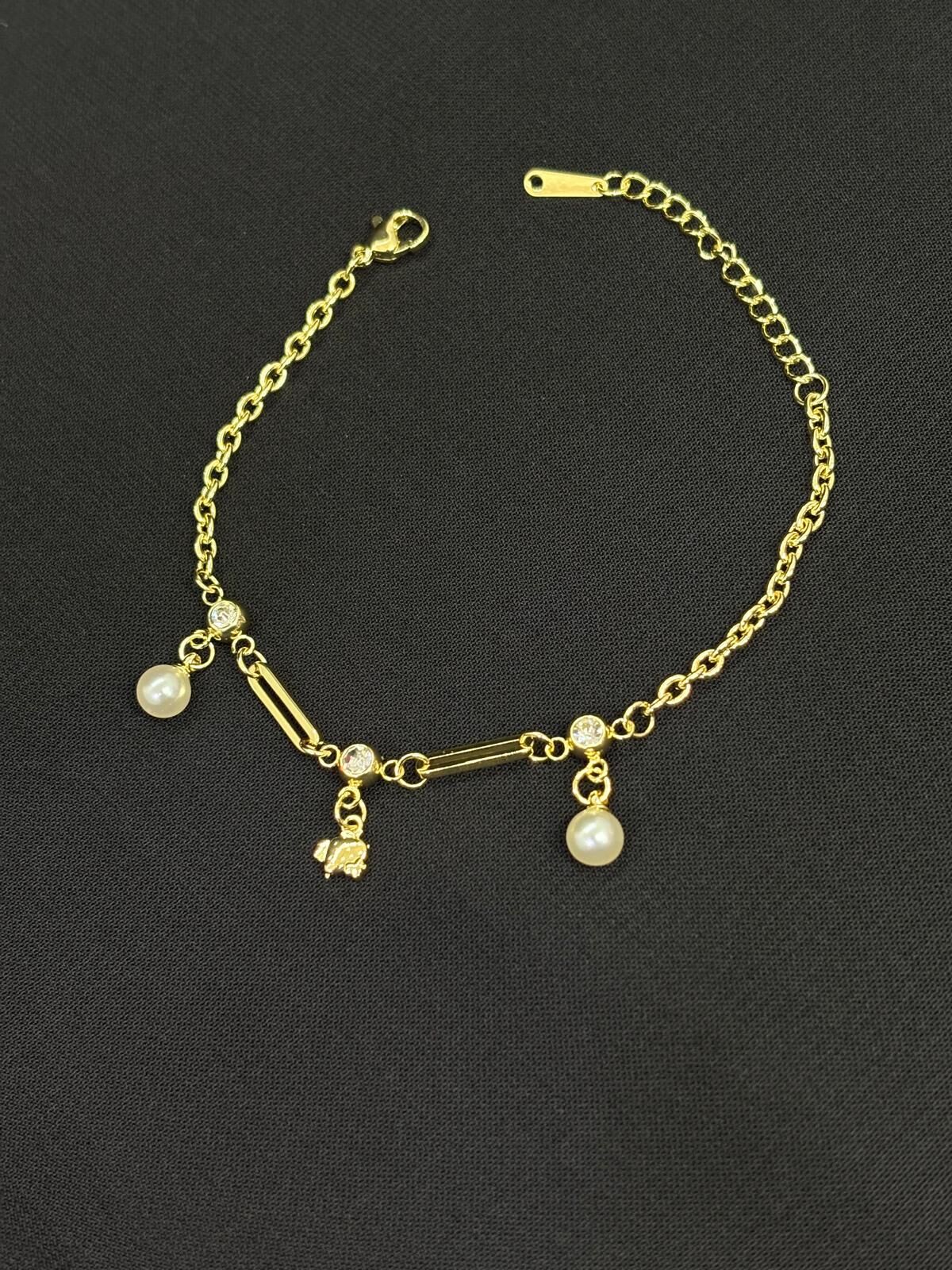 316L Çelik Gold Renk İncili Bileklik