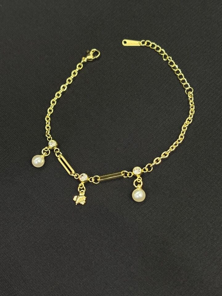 316L Çelik Gold Renk İncili Bileklik