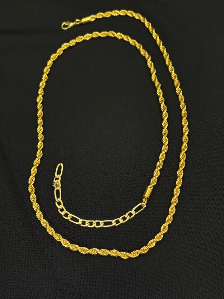 24K Gold Renk Kaplama İmitasyon Burgu Zincir Kolye