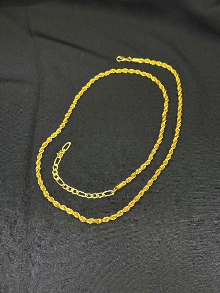 24K Gold Renk Kaplama İmitasyon Burgu Zincir Kolye