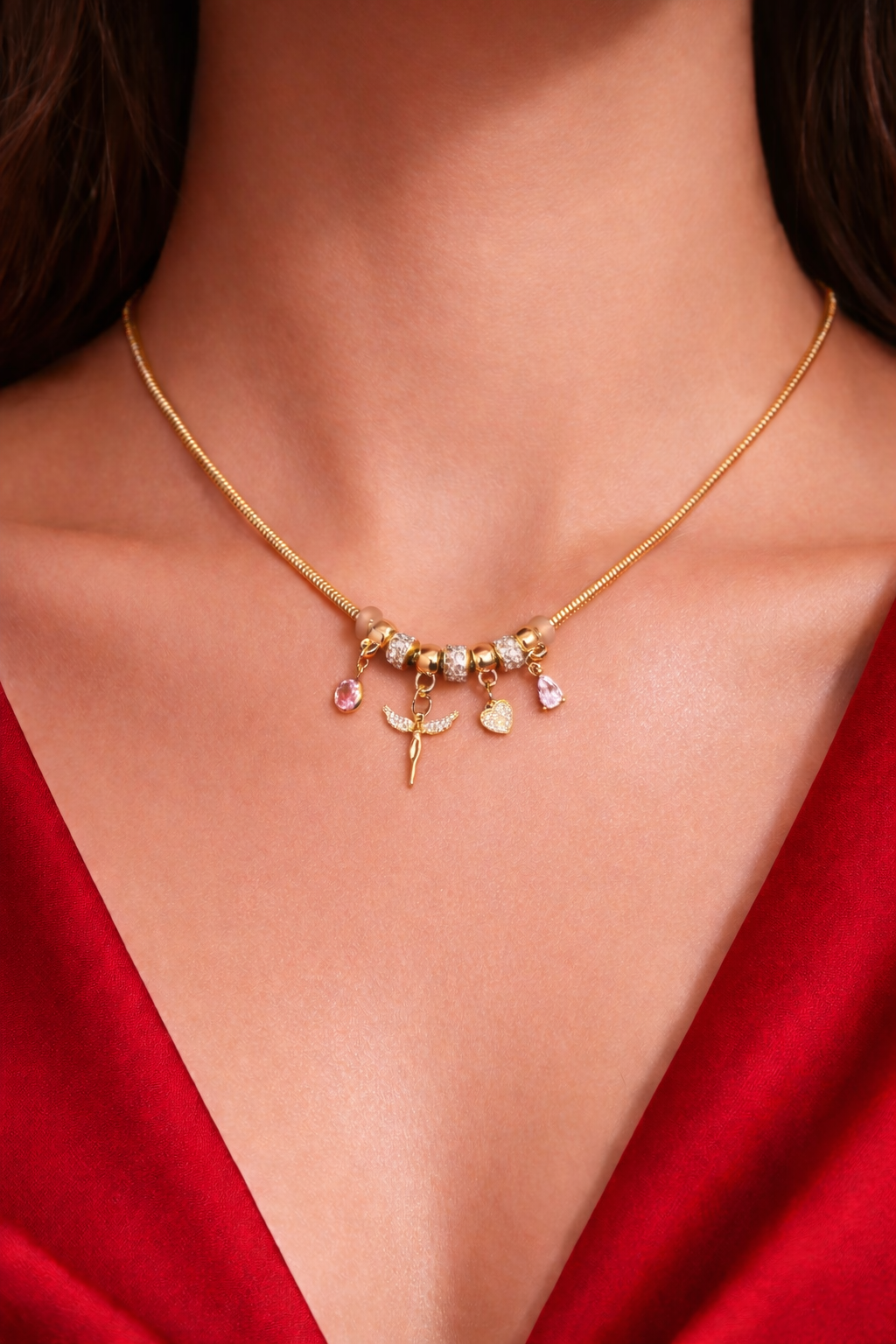 316L Çelik Gold Renk Melek Kolye