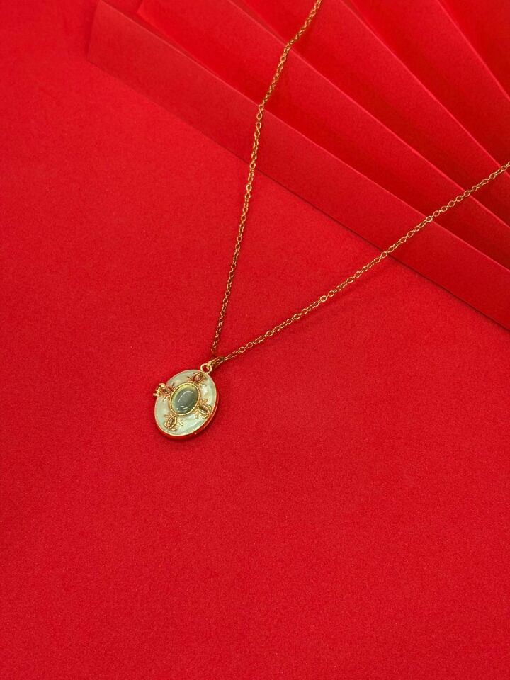 316L Çelik Gold Renk Alya Açılır Resimli Taşlı Kolye