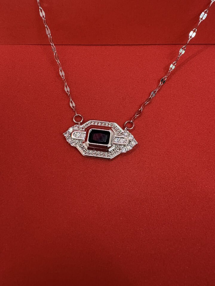 Lacivert Taşlı Gümüş Kolye