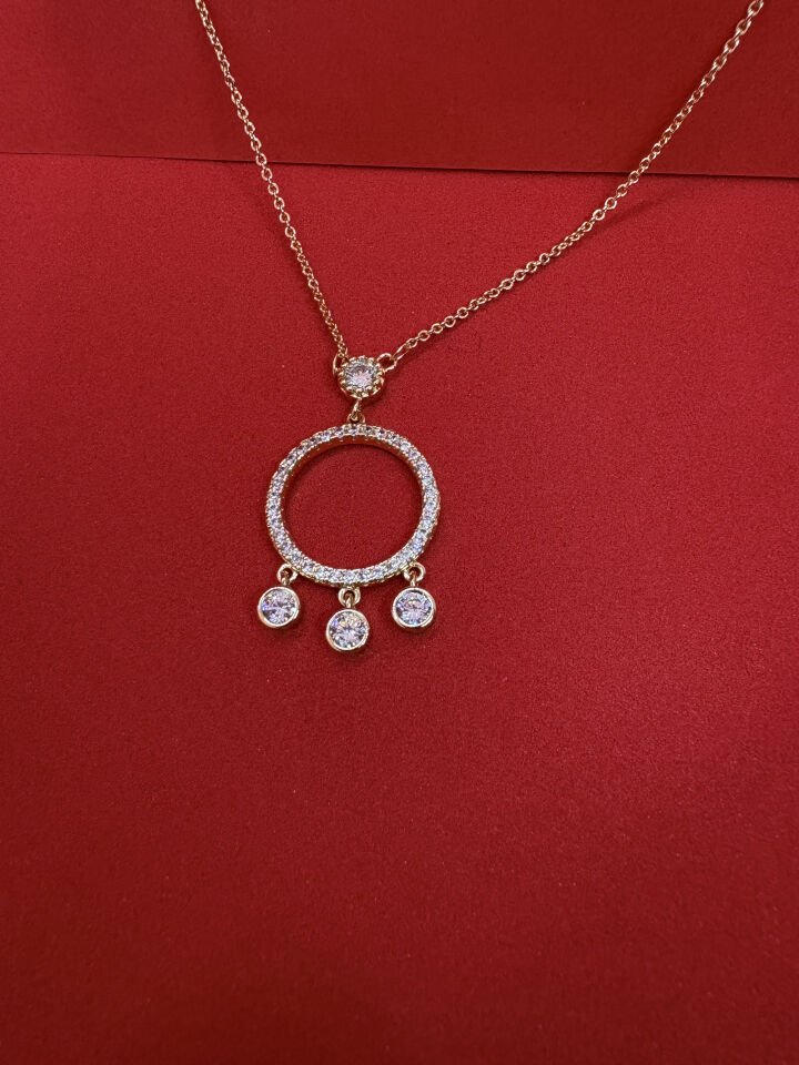 Taşlı Halka Gold Kolye