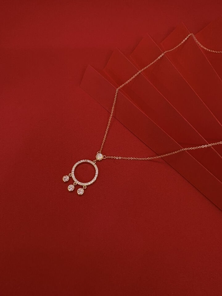 Taşlı Halka Gold Kolye