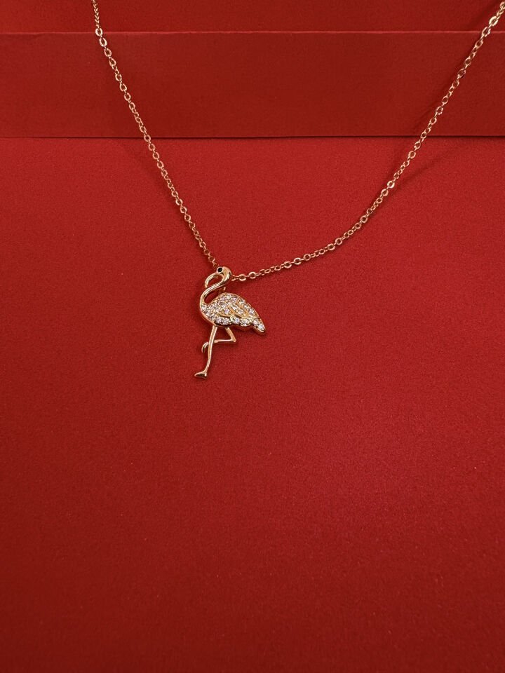 Taşlı Flamingo Kolye