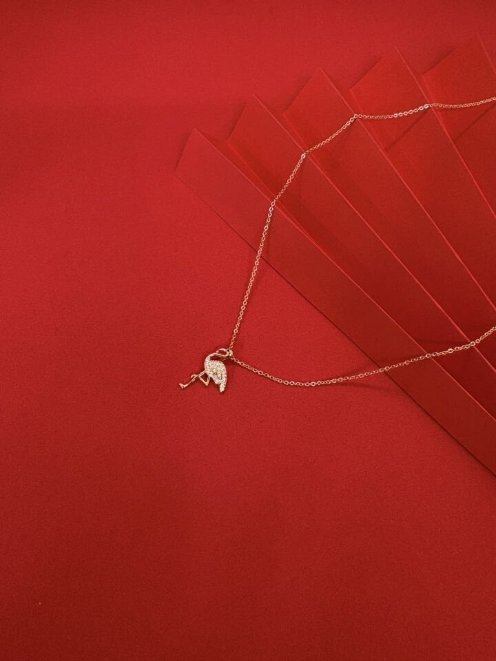 Taşlı Flamingo Kolye