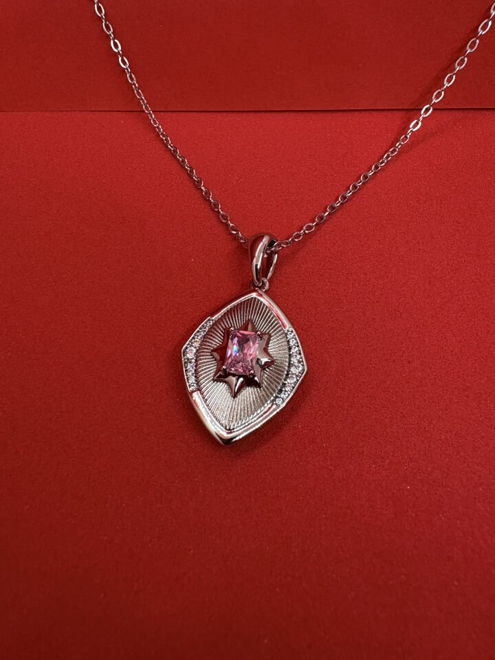 Pembe Taşlı Yıldız Kolye