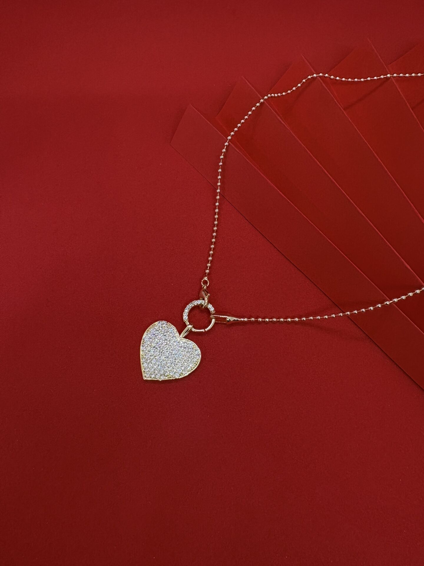 Taşlı Kalp Gold Kolye