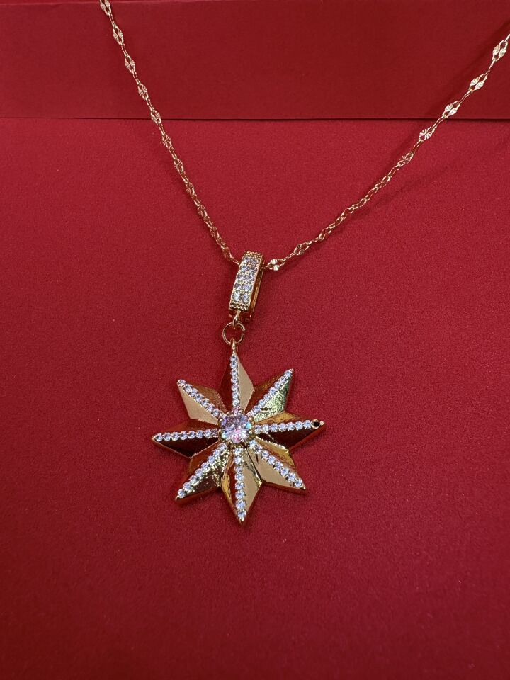 Taşlı Yıldız Gold Kolye