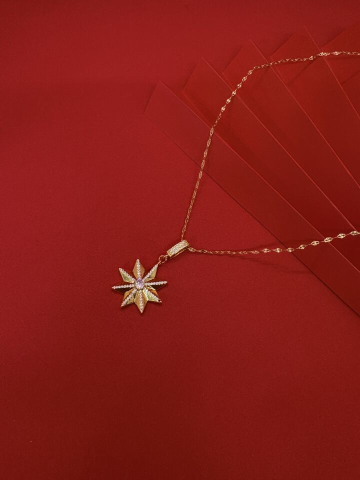 Taşlı Yıldız Gold Kolye
