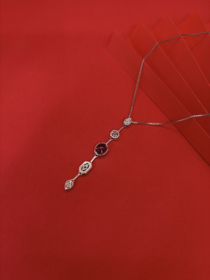 Mor Element Gümüş Y Kolye