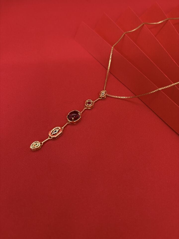 Mor Element Gold Y Kolye