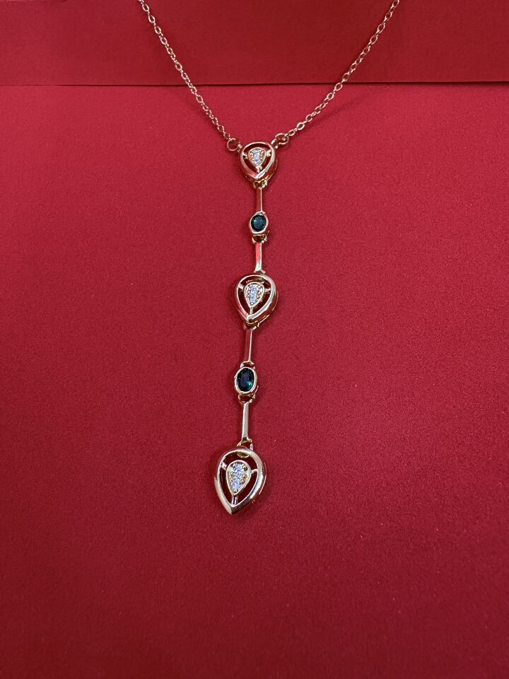 Taşlı Element Gold Y Kolye