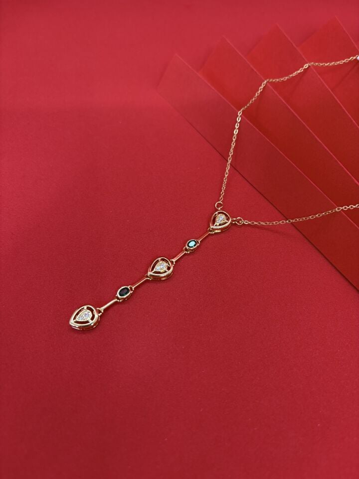 Taşlı Element Gold Y Kolye