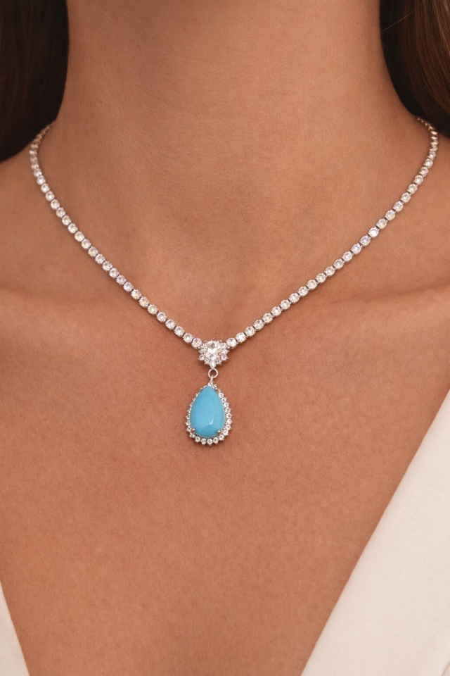 Mavi Damla Su Yolu Kolye