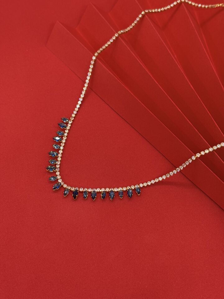 Lacivert Taşlı Su Yolu Kolye