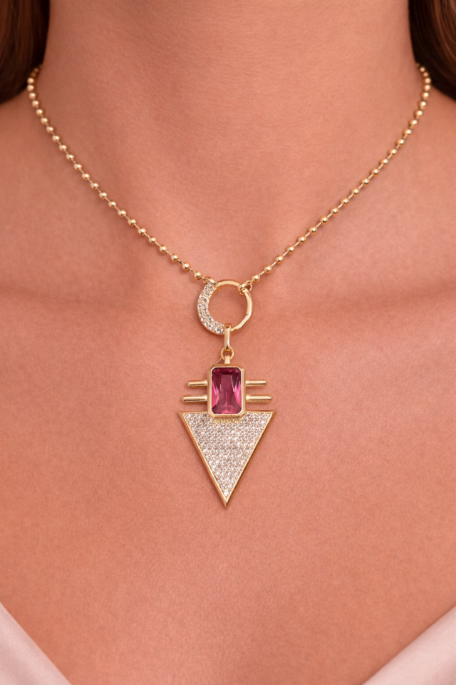 Xuping Geometrik Taşlı Kolye