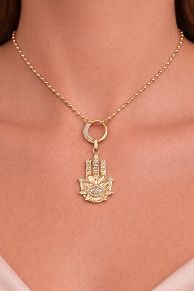 Xuping Büyük Boy Hamsa Kolye