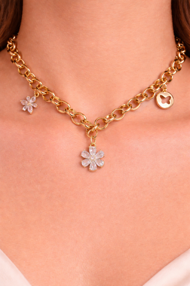 Xuping Zirkon Papatya Kolye