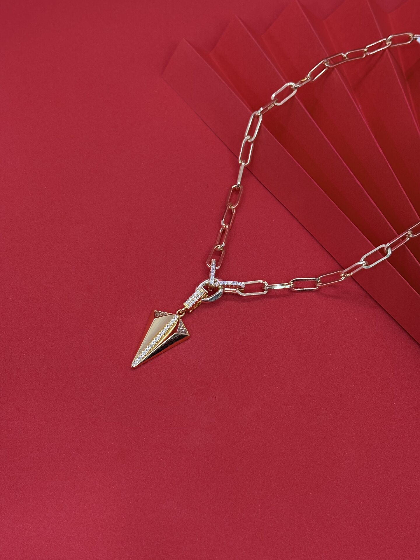 Xuping Geometrik Zirkon Taşlı Kolye