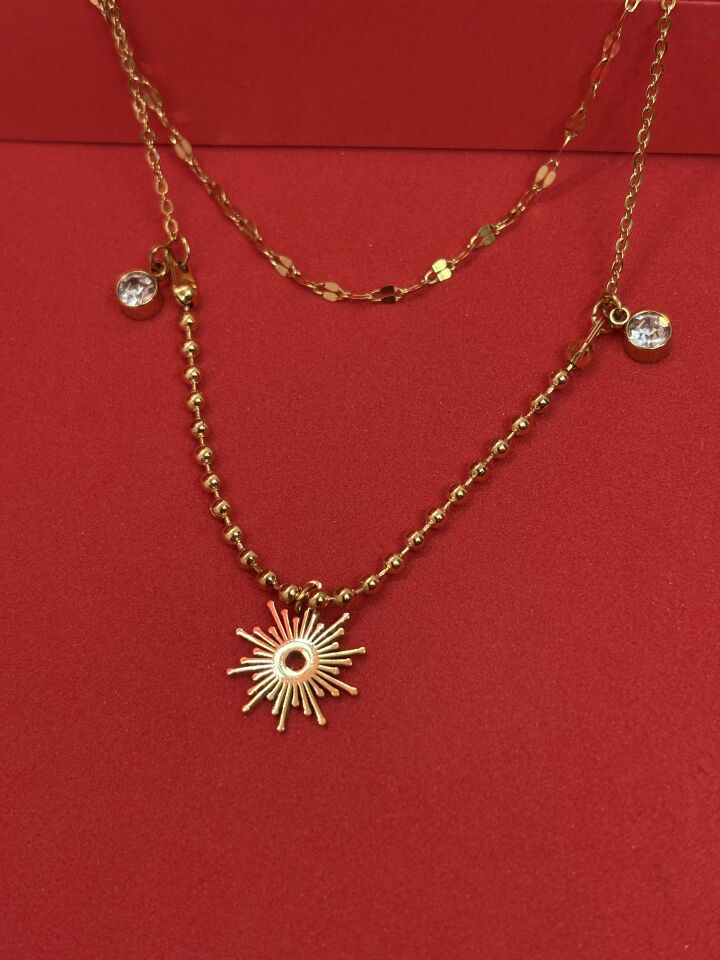 Melisa Takı & Aksesuar Güneş Çift Zincirli Kolye