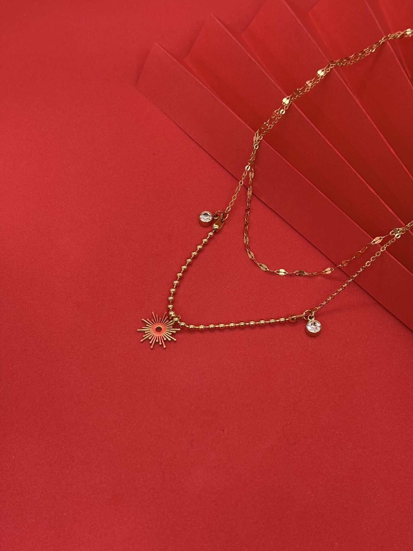 Melisa Takı & Aksesuar Güneş Çift Zincirli Kolye