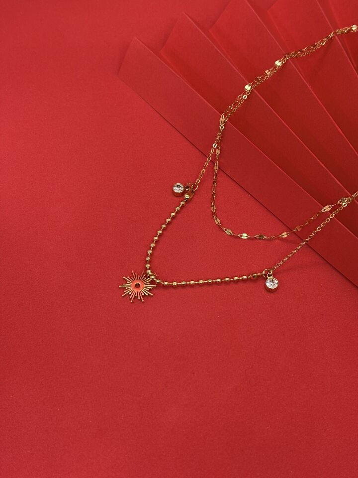 Melisa Takı & Aksesuar Güneş Çift Zincirli Kolye