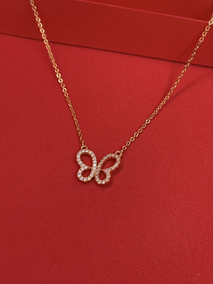 Zirkon Taşlı Kelebek Kolye