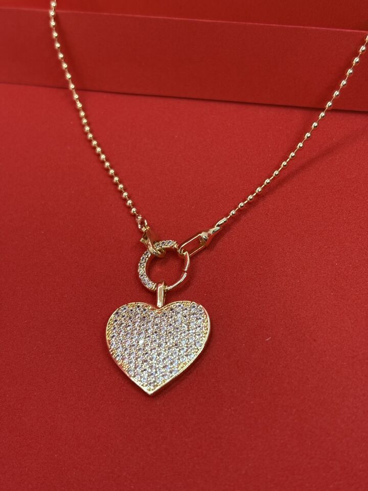 Zirkon Taşlı Kalp Kolye