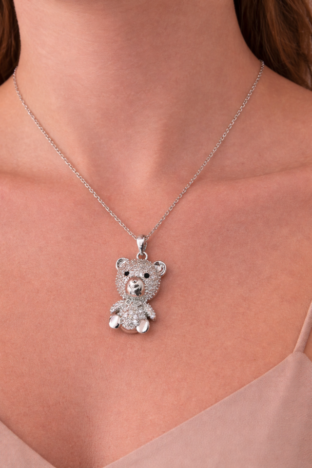 Zirkon Taşlı Ayıcık Kolye