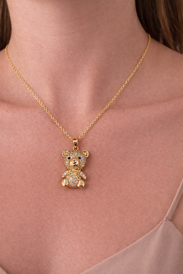 Zirkon Taşlı Ayıcık Kolye