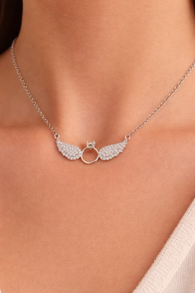 Tek Taş Kanat Kolye