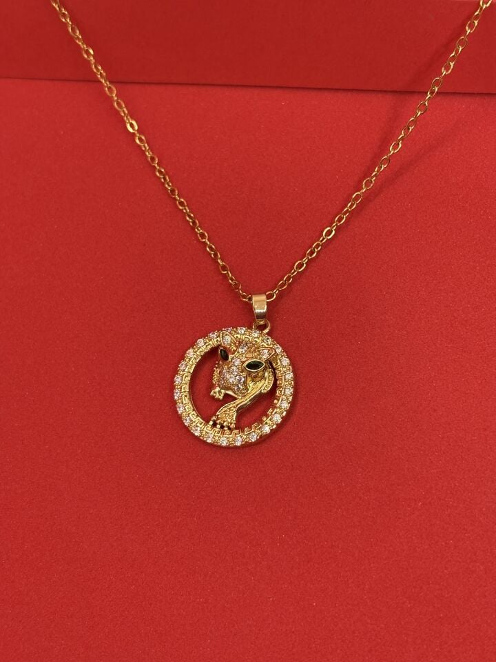 Zirkon Taşlı Kaplan Kolye