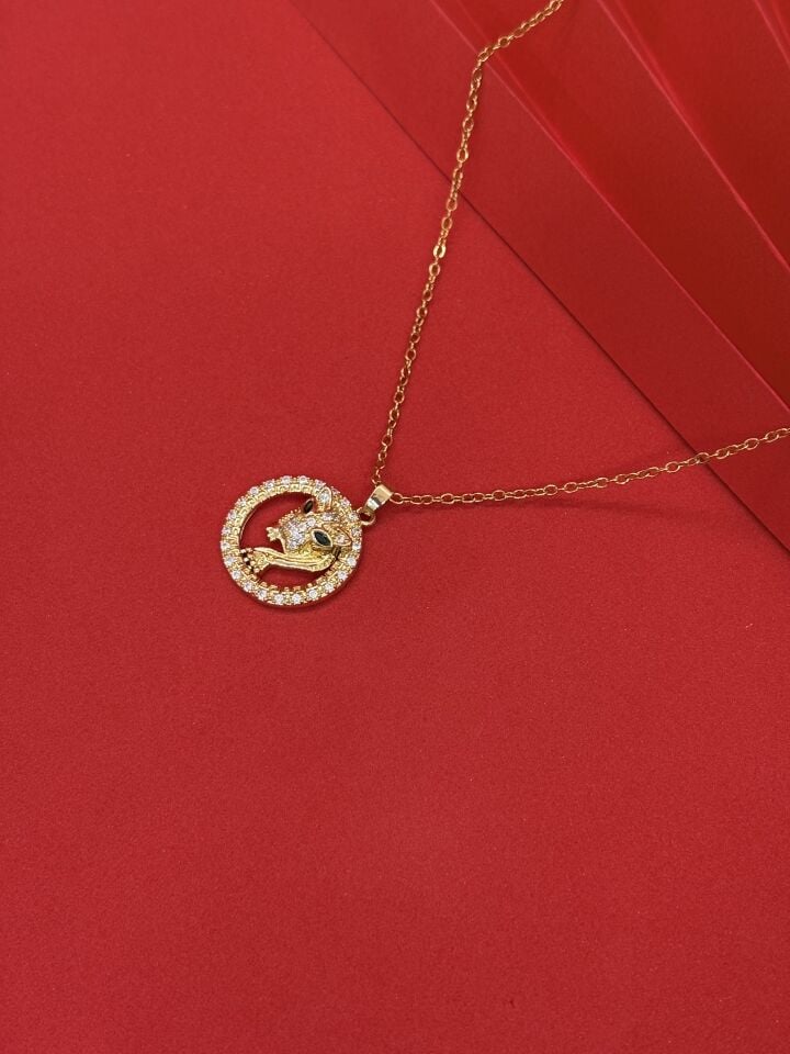 Zirkon Taşlı Kaplan Kolye