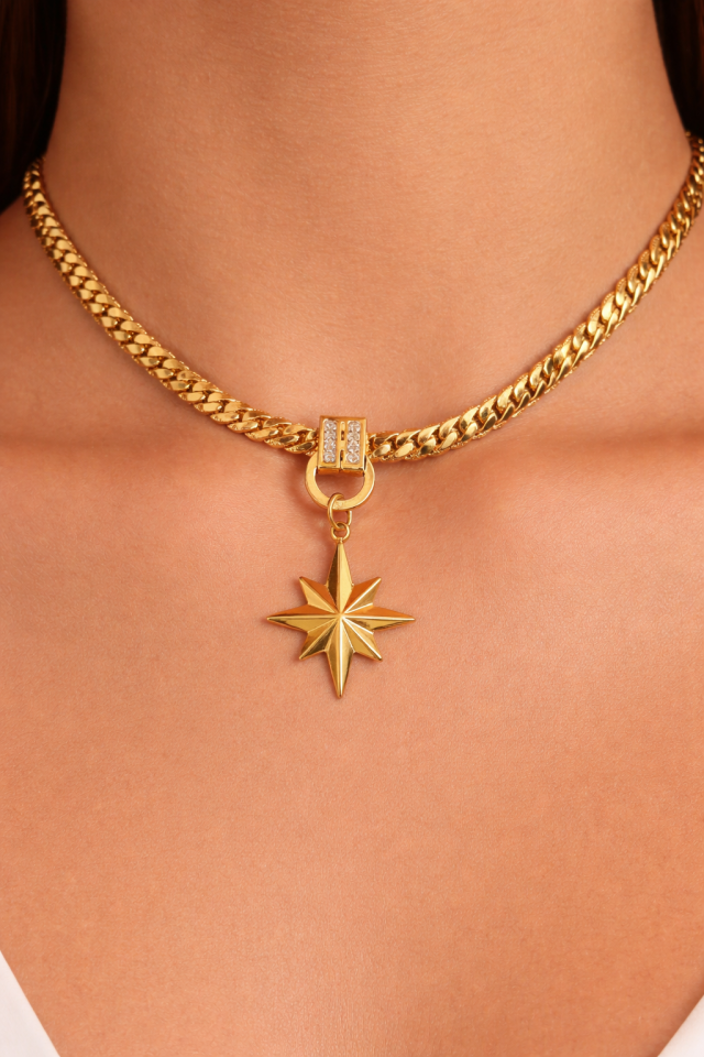 Yıldız Ezme Zincirli Kolye