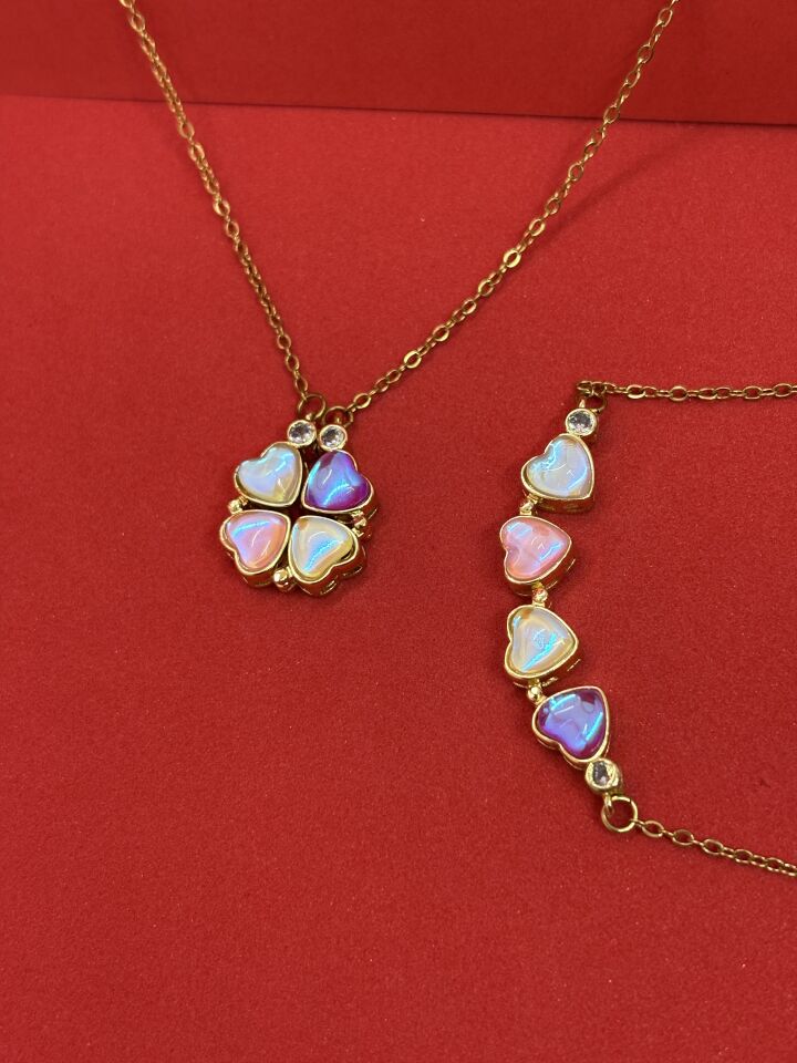 Açılır Kalp Yonca Gold Kolye