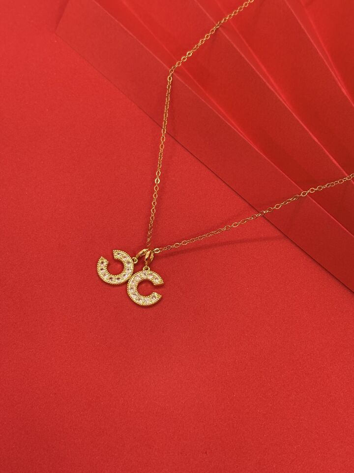 Zirkon Taşlı Gold Kolye