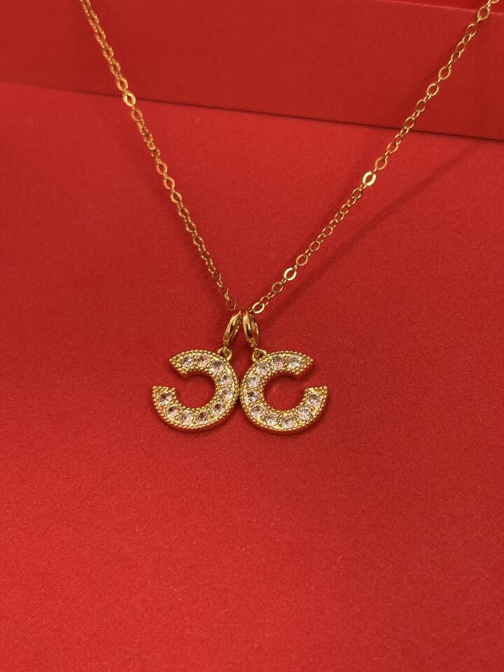 Zirkon Taşlı Gold Kolye