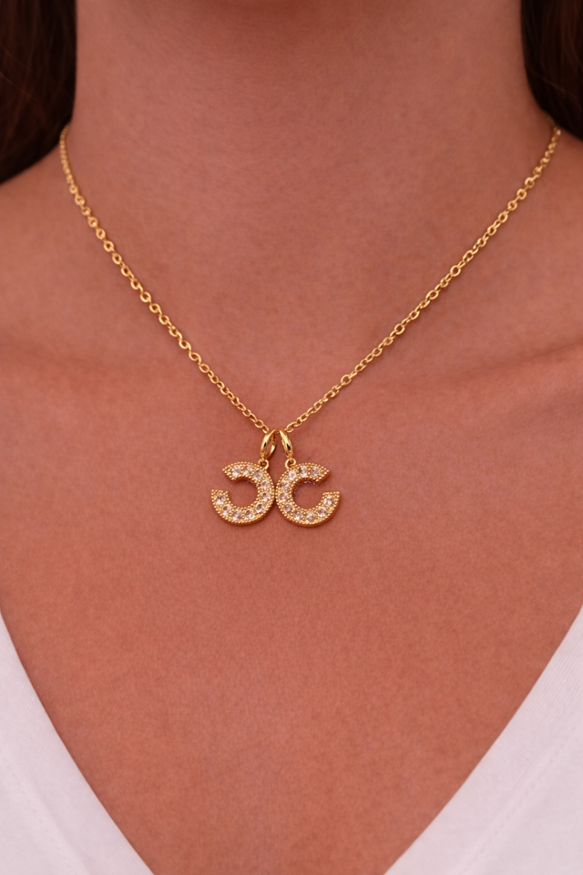 Zirkon Taşlı Gold Kolye