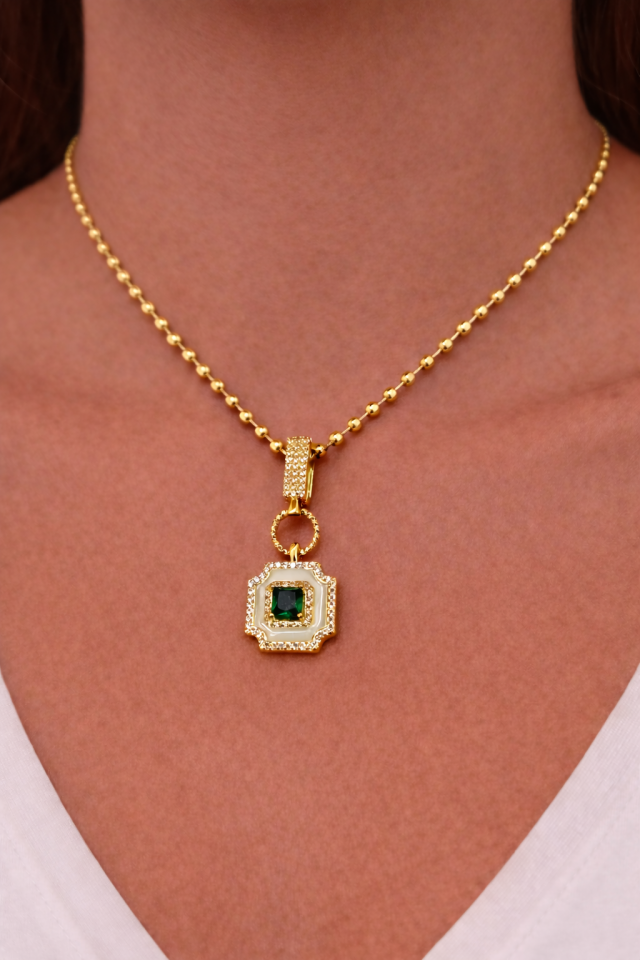 Premium Taşlı Gold Kolye