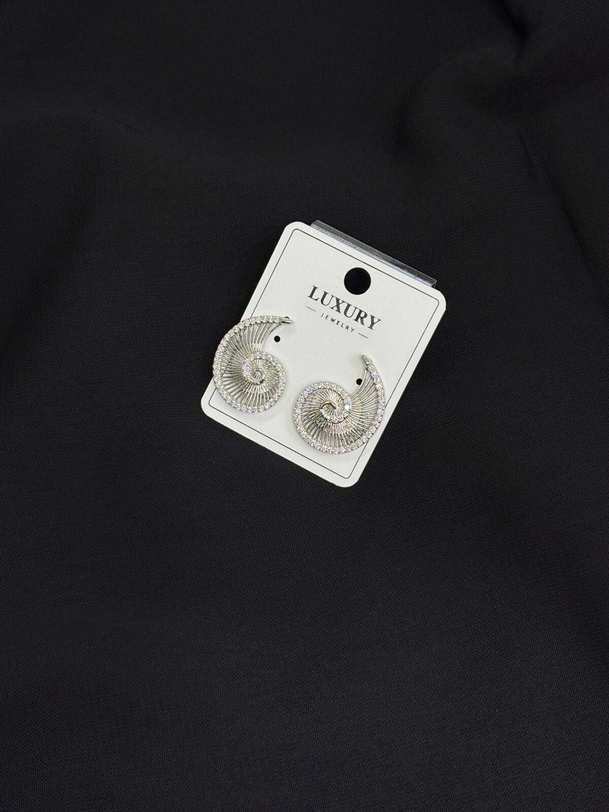 Luxury Gümüş Renk Zirkon Taşlı Küpe