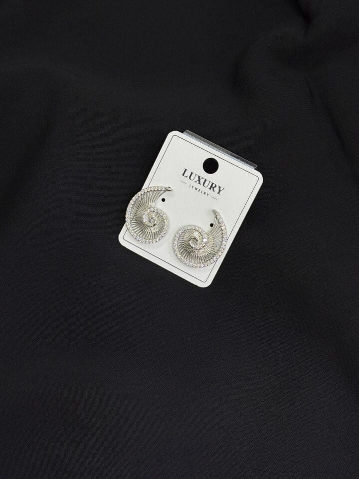 Luxury Gümüş Renk Zirkon Taşlı Küpe