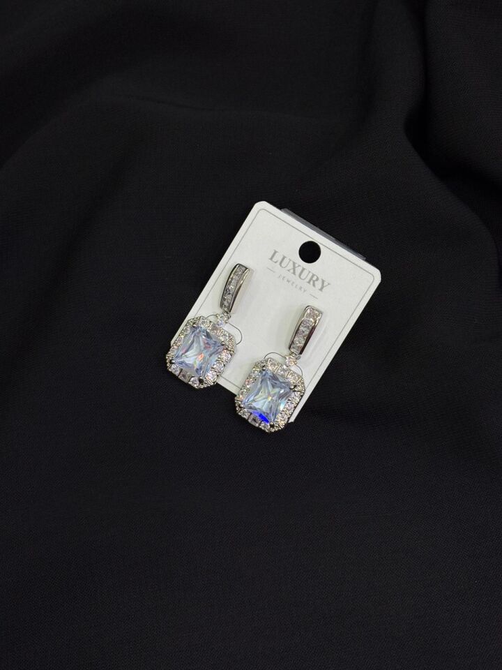 Luxury Gümüş Renk Zirkon Küpe