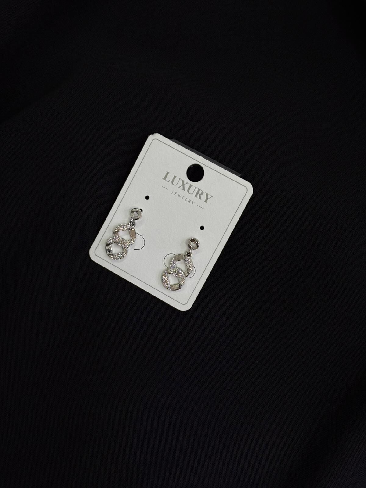 Luxury Gümüş Renk Zirkon Taşlı Küpe