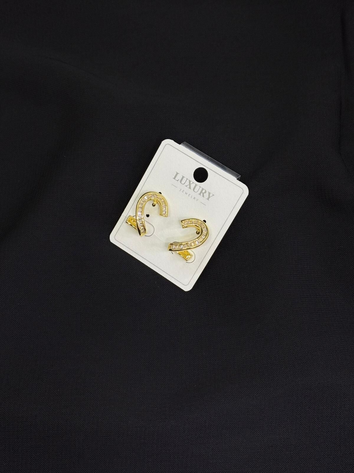 Luxury Gold Renk Taşlı Küpe