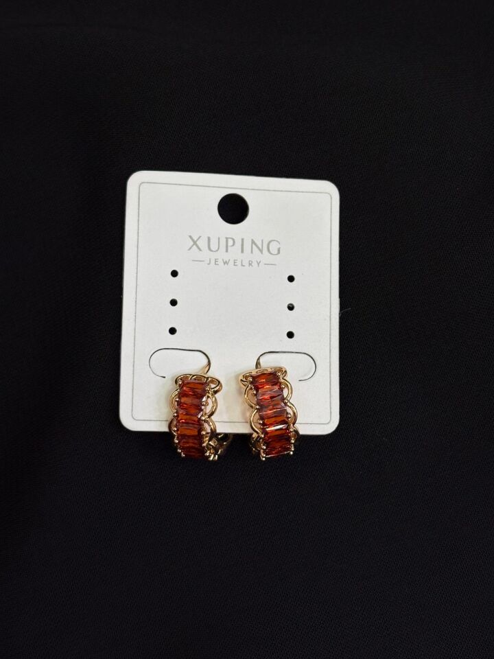 Xuping Rose Renk Kırmızı Taşlı Küpe
