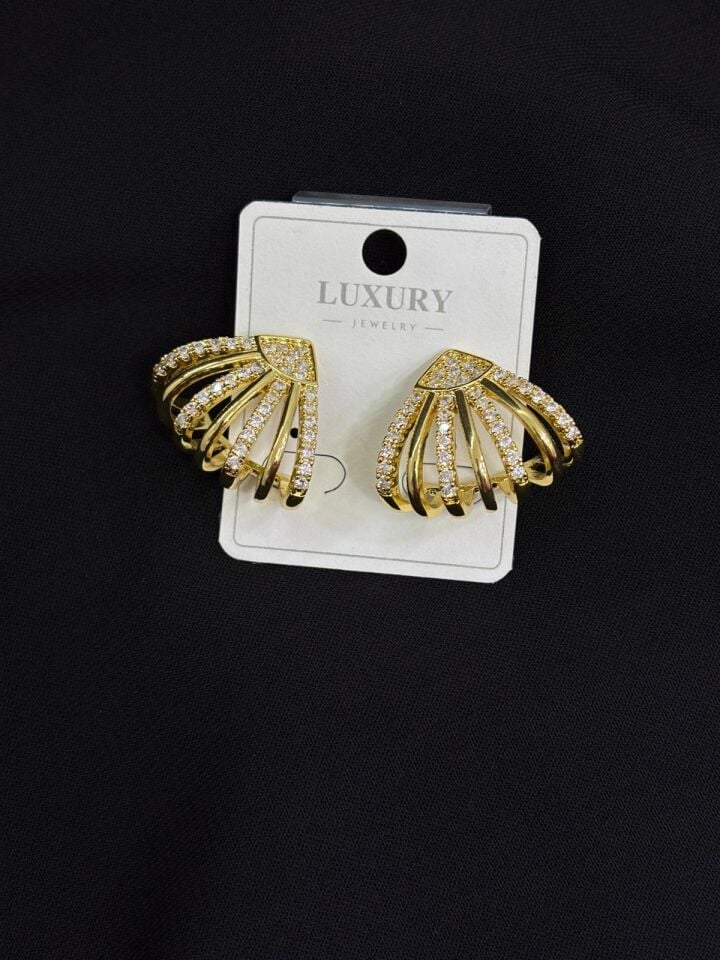 Luxury Gold Renk Zirkon Taşlı Küpe