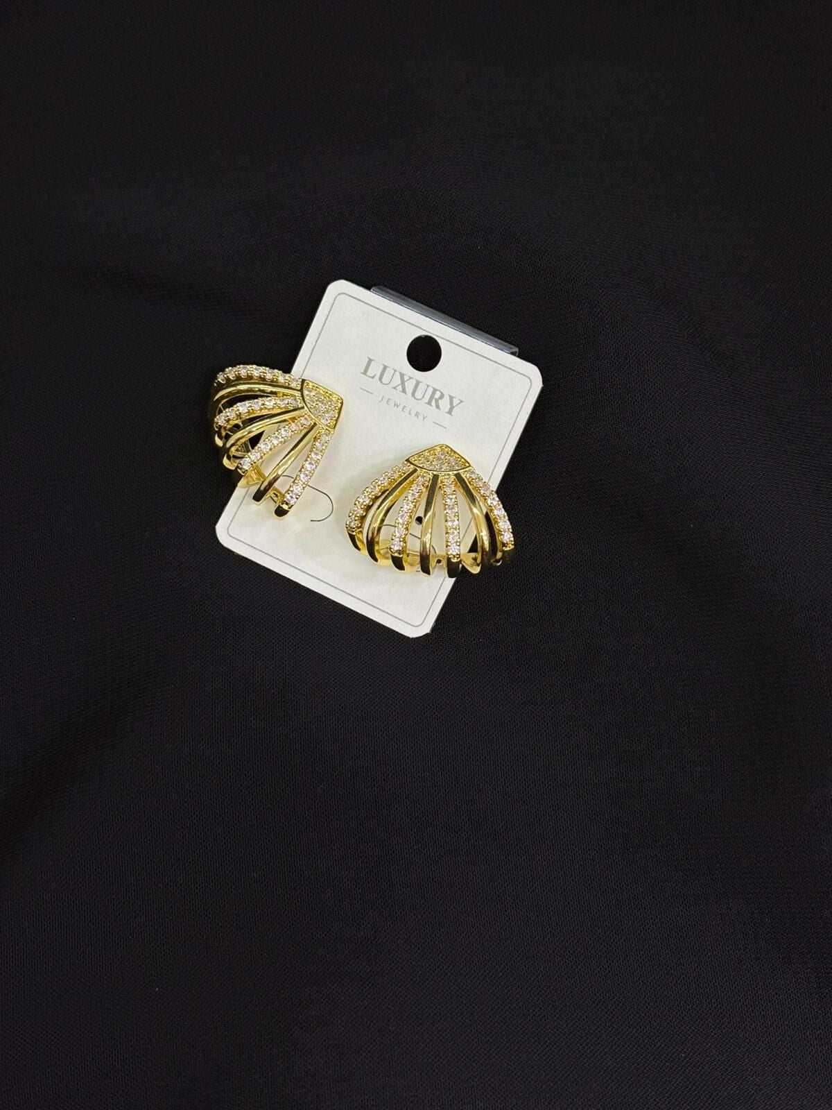 Luxury Gold Renk Zirkon Taşlı Küpe